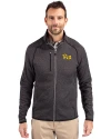 Pitt Panthers Cutter & Buck Mainsail Sweater-Knit Mens Full Zip Jacket Charcoal Heather Front Thumbnail Image
