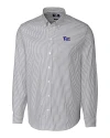 Pitt Panthers Cutter & Buck Stretch Oxford Stripe Mens Long Sleeve Dress Shirt Charcoal Mannequin Thumbnail Image