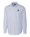 Kansas Jayhawks Cutter & Buck Stretch Oxford Stripe Mens Big and Tall Long Sleeve Dress Shirt French Blue Mannequin Thumbnail Image