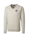 Kansas Jayhawks Cutter & Buck Lakemont Tri-Blend Mens V-Neck Pullover Sweater Oatmeal Heather Mannequin Thumbnail Image