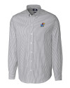 Kansas Jayhawks Cutter & Buck Stretch Oxford Stripe Mens Long Sleeve Dress Shirt Charcoal Mannequin Thumbnail Image
