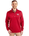 Dayton Flyers Cutter & Buck Traverse Stretch Eco Quarter Zip Mens Pullover Red Front Thumbnail Image