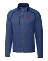 Dayton Flyers Cutter & Buck Mainsail Sweater-Knit Mens Full Zip Jacket Tour Blue Heather Mannequin Thumbnail Image