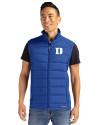 Duke Blue Devils Cutter & Buck Evoke Hybrid Softshell Recycled Mens Full Zip Vest Tour Blue Front Thumbnail Image