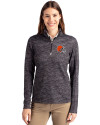 Cleveland Browns Cutter & Buck Traverse Stretch Eco Camo Print Quarter Zip Womens Pullover Black Front Thumbnail Image