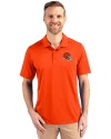 Cleveland Browns Helmet Cutter & Buck Prospect Eco Textured Stretch Recycled Mens Big & Tall Polo College Orange Front Thumbnail Image