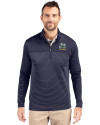 Notre Dame Fighting Irish Alumni - Cutter & Buck Traverse Stretch Eco Stripe Quarter Zip Mens Pullover Liberty Navy Front Thumbnail Image
