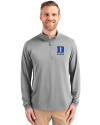 Duke Blue Devils Alumni Cutter & Buck Virtue Eco Pique Recycled Quarter Zip Mens Big & Tall Pullover Polished Medium Gray Front Thumbnail Image