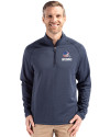 Cleveland Browns Americana Cutter & Buck Peshastin Fleece Recycled Mens Half Zip Pullover Navy Blue Heather Front Thumbnail Image