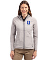 Duke Blue Devils Alumni Cutter & Buck Adapt Eco Knit Hybrid Recycled Womens Full Zip Jacket Polished Medium Gray Front Thumbnail Image