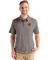 Cleveland Browns Helmet Cutter & Buck Coastline Epic Comfort Recycled Mens Polo Elemental Grey Front Thumbnail Image