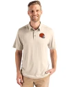 Cleveland Browns Helmet Cutter & Buck Coastline Epic Comfort Recycled Mens Polo Wheat Front Thumbnail Image