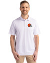 Cleveland Browns Cutter & Buck Virtue Eco Pique Recycled Mens Polo White Front Thumbnail Image