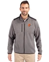 Cleveland Browns Cutter & Buck Cascade Epic Comfort Recycled Sherpa Fleece Mens Full Zip Jacket Elemental Grey/Black Front Thumbnail Image