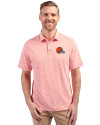 Cleveland Browns Cutter & Buck Virtue Eco Pique Botanical Print Recycled Mens Polo College Orange Front Thumbnail Image
