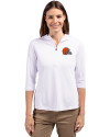 Cleveland Browns Cutter & Buck Virtue Eco Pique Recycled Half Zip Pullover Womens Hoodie White Front Thumbnail Image