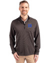 Duke Blue Devils Cutter & Buck Virtue Eco Pique Micro Stripe Recycled Mens Quarter Zip Black/Elemental Grey Front Thumbnail Image