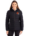 Cleveland Browns Helmet Cutter & Buck Mission Ridge Repreve® Eco Insulated Womens Puffer Jacket Black Front Thumbnail Image