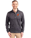 Cleveland Browns Cutter & Buck Traverse Stretch Eco Camo Print Quarter Zip Mens Pullover Black Front Thumbnail Image
