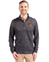Cleveland Browns Helmet Cutter & Buck Traverse Stretch Eco Camo Print Quarter Zip Mens Pullover Black Front Thumbnail Image