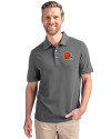 Cleveland Browns Cutter & Buck Advantage Eco Tri-Blend Pique Mens Big and Tall Polo Elemental Grey Front Thumbnail Image
