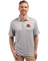 Cleveland Browns Cutter & Buck Forge Eco Double Stripe Stretch Recycled Mens Big &Tall Polo Polished/White Front Thumbnail Image