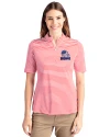 Cleveland Browns Americana Cutter & Buck Virtue Eco Pique Stripe Recycled Womens Top Red Front Thumbnail Image