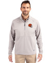 Cleveland Browns Helmet Cutter & Buck Adapt Eco Knit Hybrid Recycled Mens Quarter Zip Polished Medium Gray Front Thumbnail Image