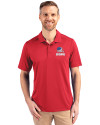 Cleveland Browns Americana Cutter & Buck Prospect Eco Textured Stretch Recycled Mens Short Sleeve Polo Red Front Thumbnail Image