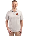 Cleveland Browns Helmet Cutter & Buck Virtue Eco Pique Stripe Recycled Mens Polo Polished Medium Gray Front Thumbnail Image