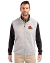 Cleveland Browns Cutter & Buck Charter Eco Recycled Mens Full-Zip Vest Polished Medium Gray Front Thumbnail Image