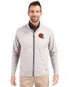 Cleveland Browns Helmet Cutter & Buck Adapt Eco Knit Hybrid Recycled Mens Full Zip Jacket Polished Medium Gray Front Thumbnail Image