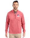 Cleveland Browns Americana Cutter & Buck Adapt Recycled Soft Knit Stretch Mens Big & Tall Heathered Quarter Zip Pullover Cardinal Red Heather Front Thumbnail Image