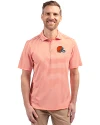 Cleveland Browns Cutter & Buck Virtue Eco Pique Stripe Recycled Mens Big and Tall Polo College Orange Front Thumbnail Image