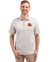 Cleveland Browns Cutter & Buck Virtue Eco Pique Stripe Recycled Mens Big and Tall Polo Polished Medium Gray Front Thumbnail Image