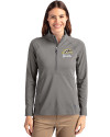 Western Michigan Broncos Cutter & Buck Adapt Eco Knit Stretch Recycled Womens Half Zip Pullover Elemental Grey Front Thumbnail Image
