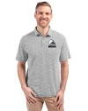 Cleveland Browns Monochromatic Cutter & Buck Virtue Recycled Botanical Print Featherlight Pique Mens  Polo Black Front Thumbnail Image
