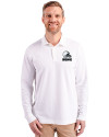 Cleveland Browns Mono Cutter & Buck Advantage Eco Tri-Blend Pique Mens Long Sleeve Polo White Front Thumbnail Image