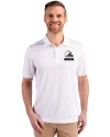 Cleveland Browns Mono Cutter & Buck Prospect Eco Textured Stretch Recycled Mens Short Sleeve Polo White Front Thumbnail Image