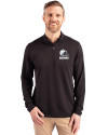 Cleveland Browns Mono Cutter & Buck Virtue Eco Pique Recycled Quarter Zip Mens Pullover Black Front Thumbnail Image