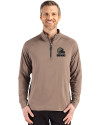 Cleveland Browns Mono Cutter & Buck Adapt Eco Knit Stretch Recycled Mens Quarter Zip Pullover Mushroom Front Thumbnail Image