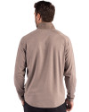 View image 9: Cleveland Browns Monochromatic Cutter & Buck Adapt Recycled Soft Knit Stretch Mens Hybrid Quarter Zip Pullover  Mushroom Heather Back