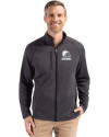 Cleveland Browns Mono Cutter & Buck Peshastin Fleece Recycled Mens Full Zip Jacket Black Heather Front Thumbnail Image