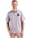 Cleveland Browns Mono Cutter & Buck Pike Eco Shadow Check Print Recycled Mens Polo Polished Medium Gray Front Thumbnail Image