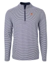 Texas Longhorns Alumni Cutter & Buck Virtue Eco Pique Micro Stripe Recycled Mens Big & Tall Quarter Zip Navy Blue/White Mannequin Thumbnail Image