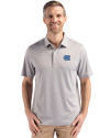 North Carolina Tar Heels Cutter & Buck Forge Epic Confidence Fine Line Stripe Stretch Recycled Mens Polo Polished/White Front Thumbnail Image