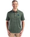 Tulane Green Wave Cutter & Buck Forge Epic Confidence Fine Line Stripe Stretch Recycled Mens Polo Hunter/White Front Thumbnail Image