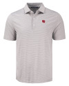 Nebraska Cornhuskers College Vault Cutter & Buck Forge Epic Confidence Fine Line Stripe Stretch Recycled Mens Polo Polished/White Mannequin Thumbnail Image