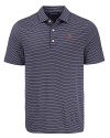 Texas Longhorns Alumni Cutter & Buck Forge Epic Confidence Fine Line Stripe Stretch Recycled Mens Polo Navy Blue/White Mannequin Thumbnail Image