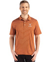 Texas Longhorns Alumni Cutter & Buck Forge Epic Confidence Fine Line Stripe Stretch Recycled Mens Polo Texas Orange/White Front Thumbnail Image